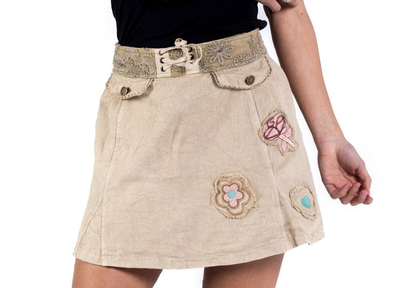 Savage Culture: Soft Denim Creme Patchwork Skirt Toscana