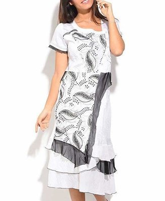 S'Quise Paris: Cupcake Arabesque Print Peek-A-Boo Crinkled Maxi Dress