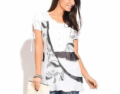 S'Quise Paris: Cupcake Tied Sleeve Peek-A-Boo Crinkled Tunic (1 Left!)