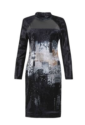 Simply Art Dolcezza: Explosion of Crystals Abstract Art Velvet Dress