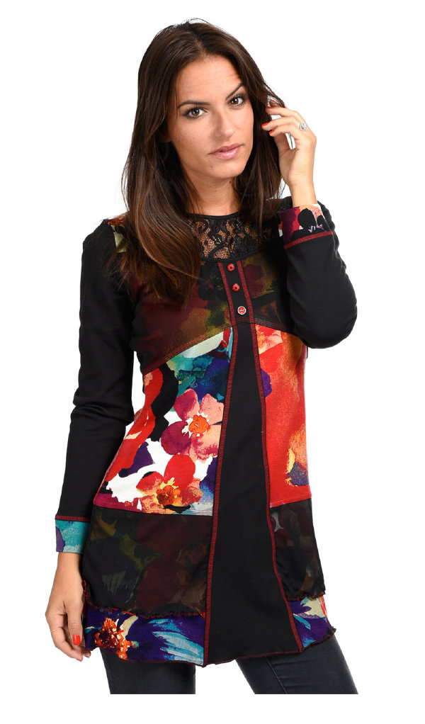 S'Quise Paris: Patchwork Of Flowers Flare Tunic SOLD OUT