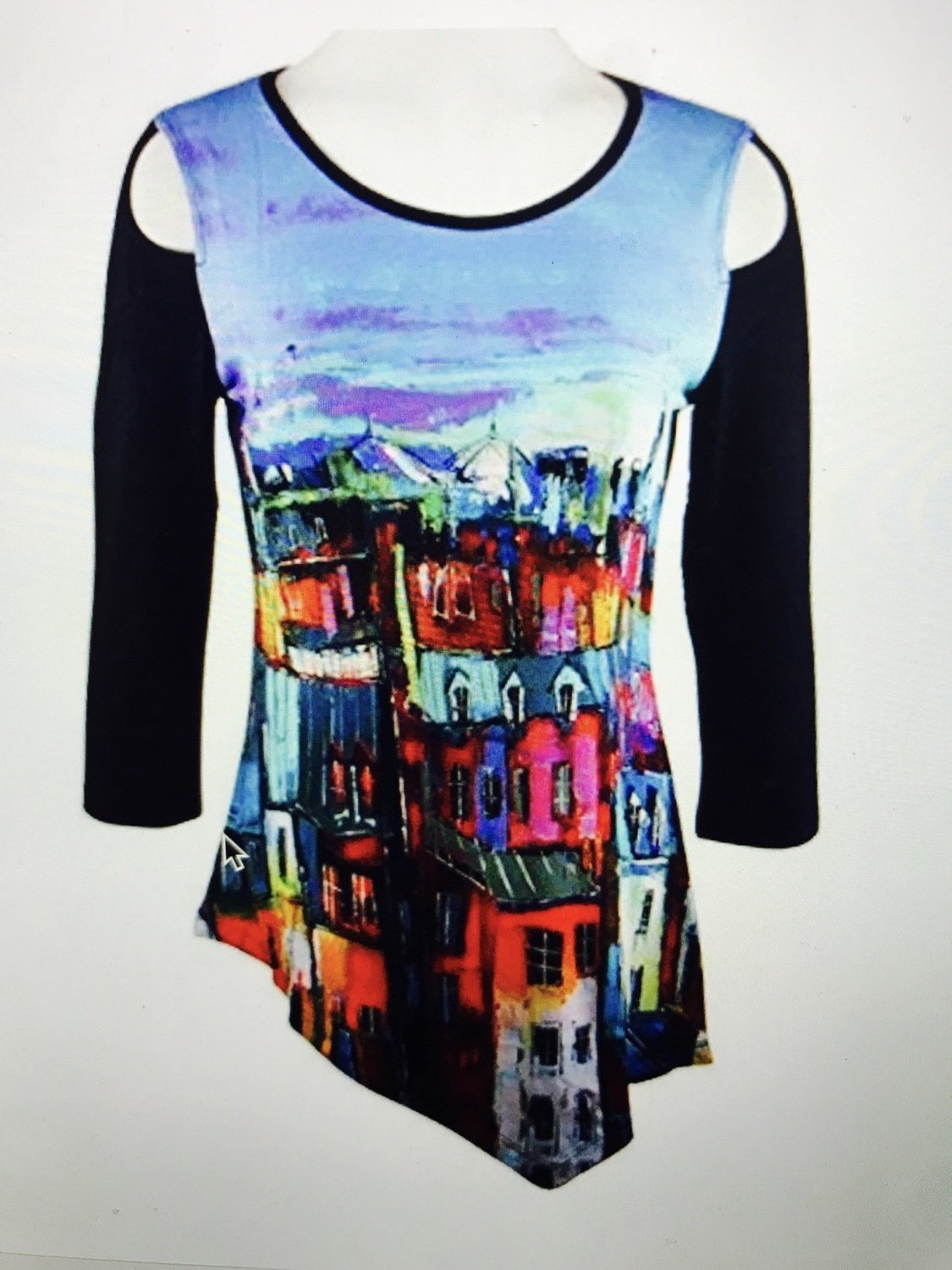 Simply Art Dolcezza: Fairytale Chateaus Cold Shoulder Asymmetrical Tunic SOLD OUT