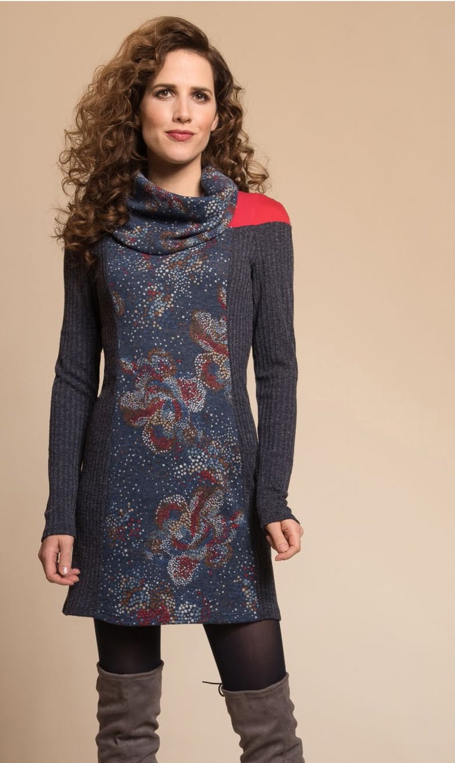 Myco Anna: Cosmic Eco-Wear Asymmetrical Patchwork Sweater Dress SOLD OUT