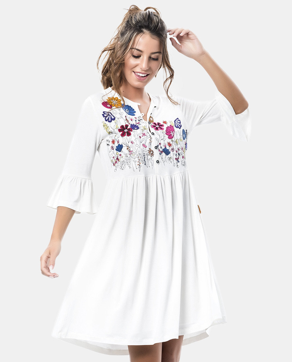 Mamatayoe: Fuschia Snow Garden Flute Dress (2 Left!) MT_WHITE_N