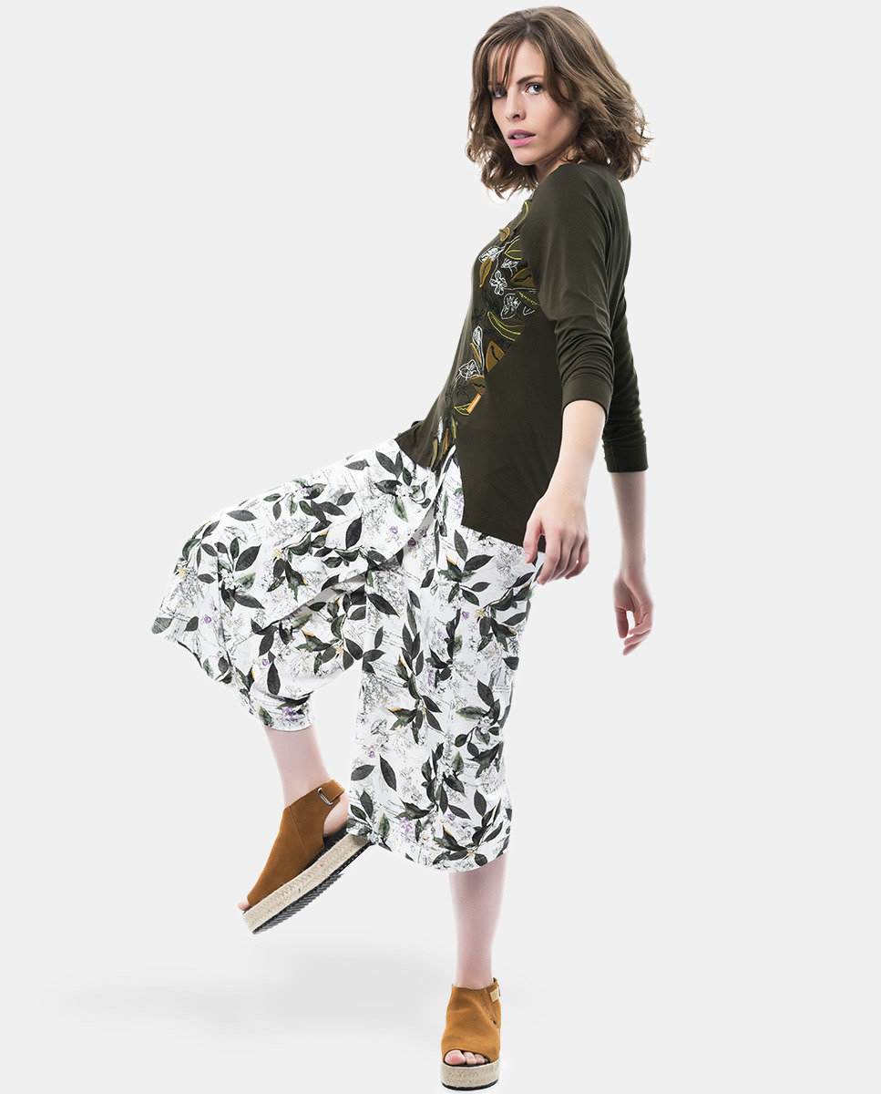 Mamatayoe: Olive Martini Falling Petals Asymmetrical Tunic