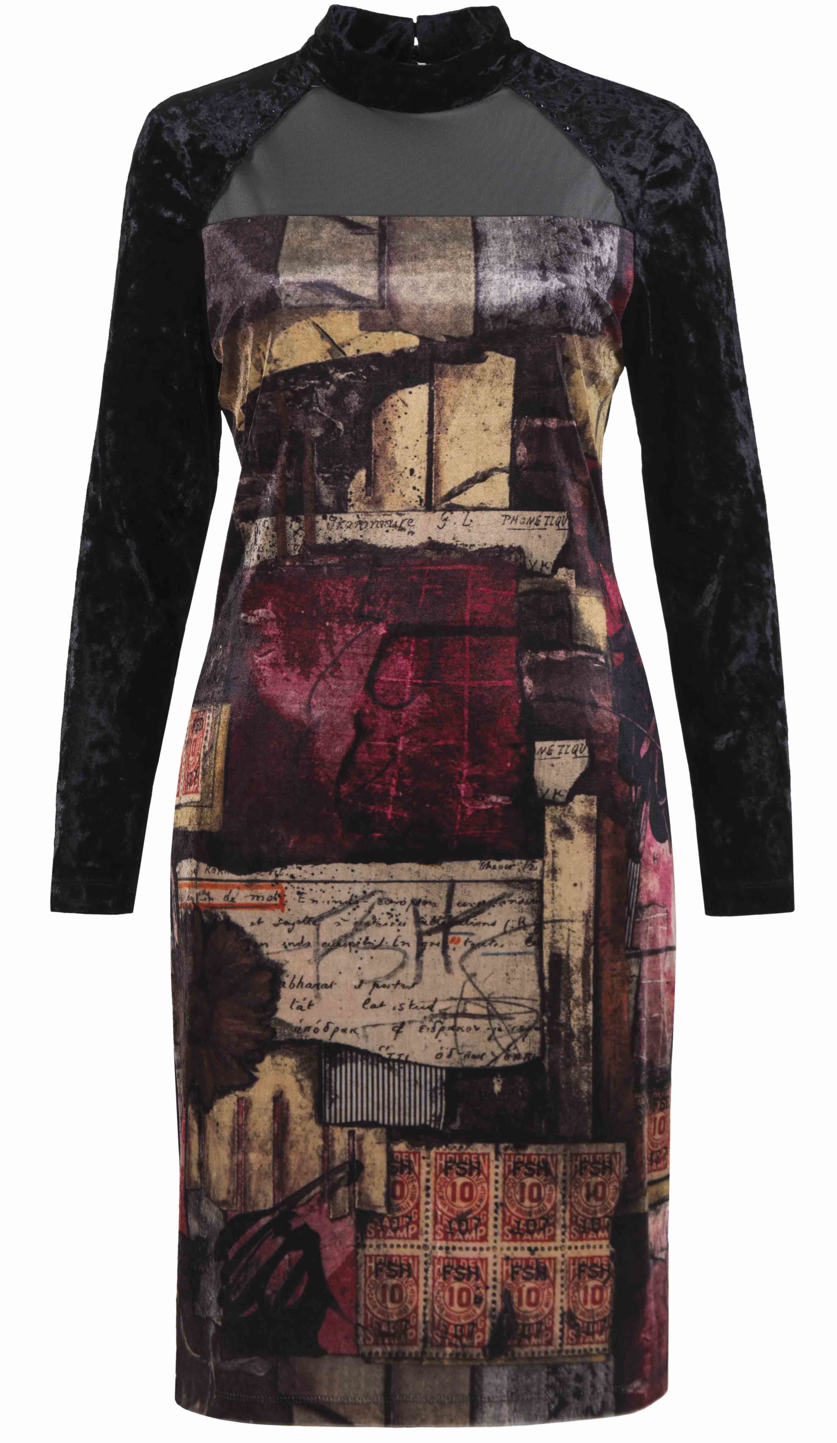 Simply Art Dolcezza: Letter Of Love & Espresso Abstract Art Velvet Midi Dress (2 Left!) DOLEZZA_SIMPLYART_58703_N1