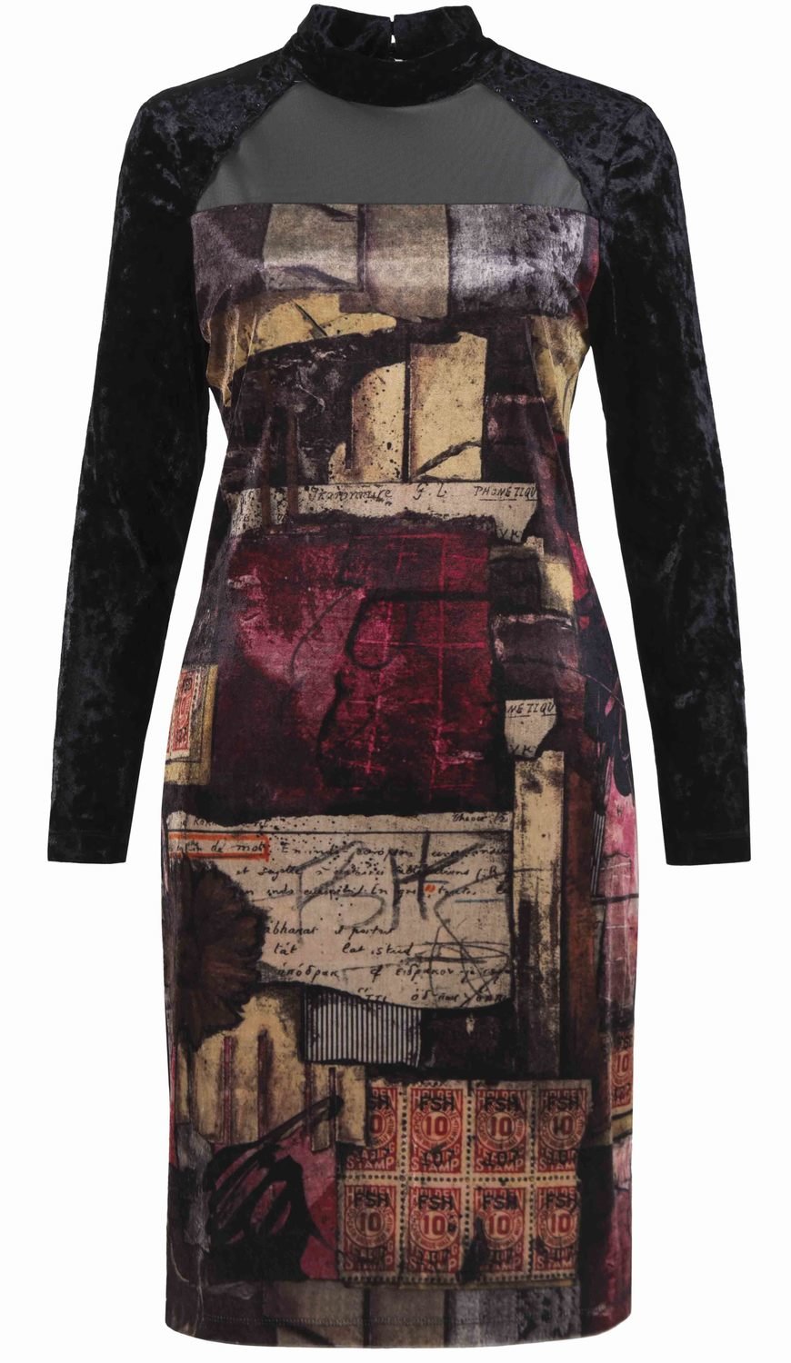 Simply Art Dolcezza: Letter Of Love & Espresso Abstract Art Velvet Midi Dress SOLD OUT