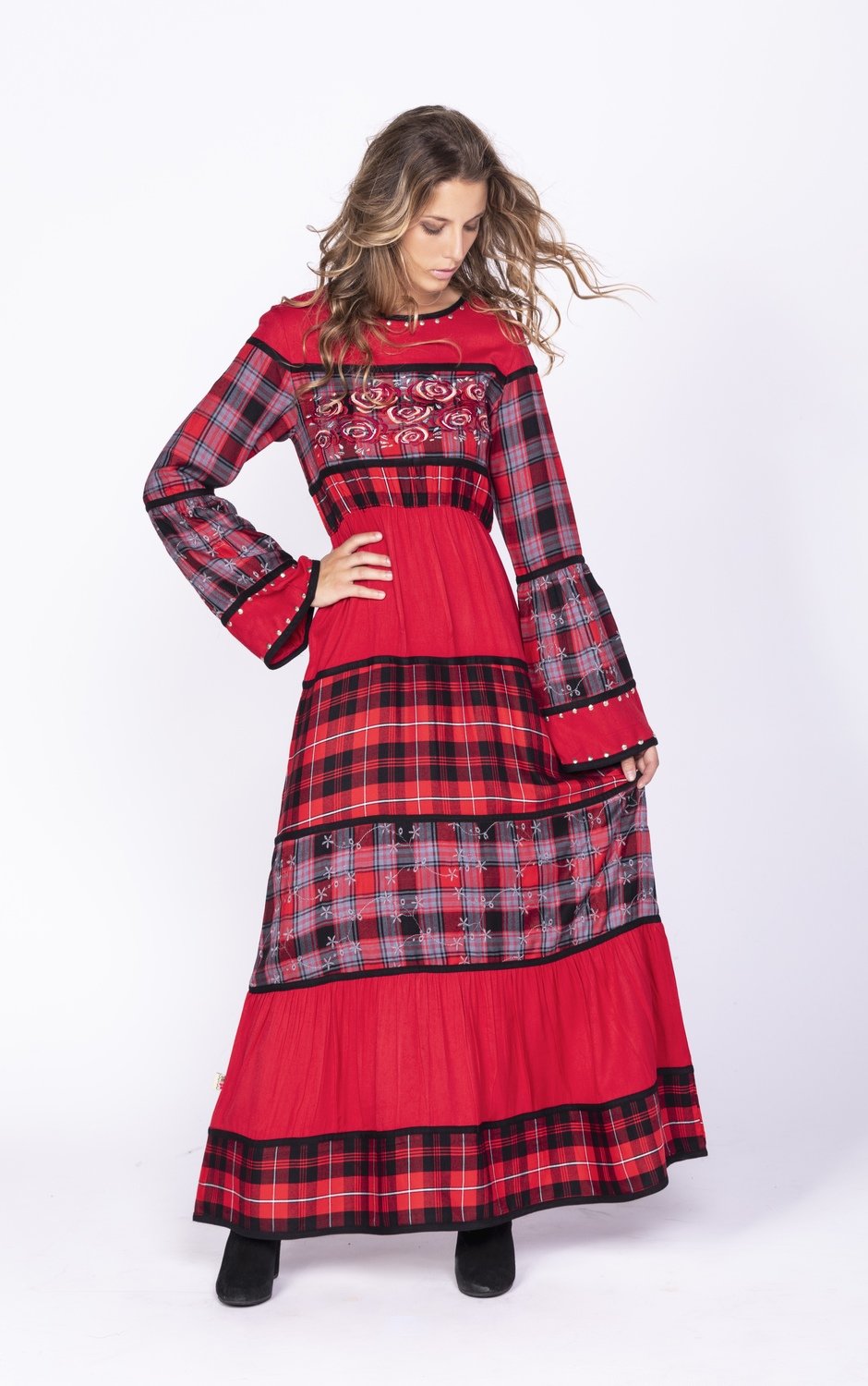 Savage Culture: Rose Red Plaid High Waist Dress