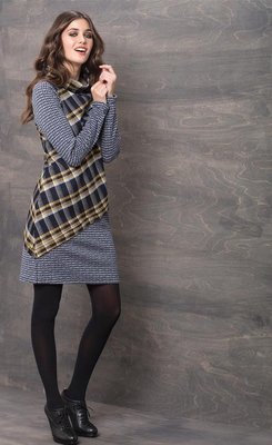 Maloka: Pretty In Asymmetrical Plaid With Jacquard Hem Dress