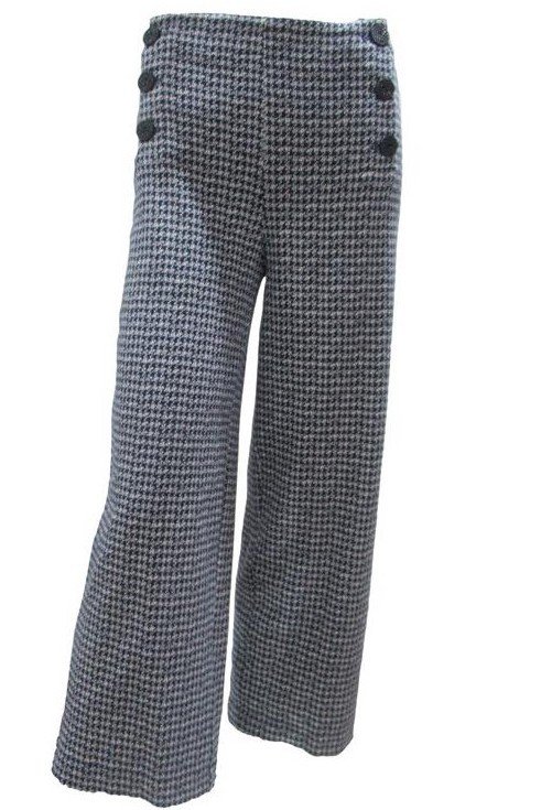 Maloka: Midnight Blue Jacquard Wide Leg Pant MK_PEI