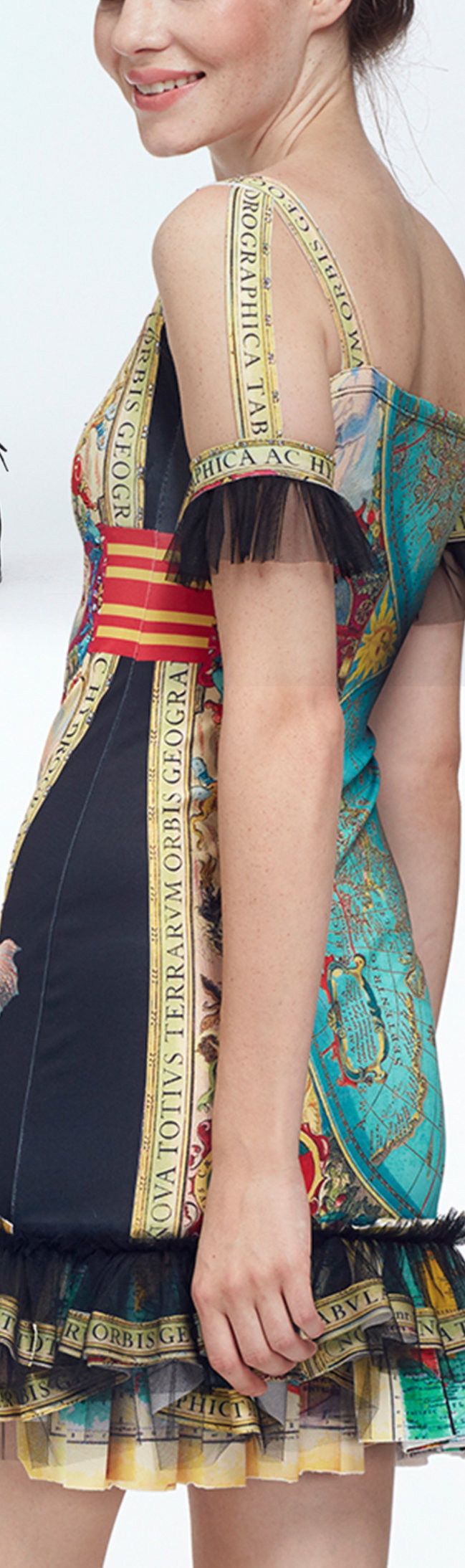 IPNG: The World At Your Paper Boat Trip Ruffled Map Illusion Midi Dress (Some Ship Immed!)