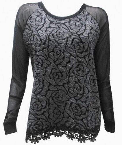 Maloka: Black Rose Imprinted Arabesque Hem Sweater (More Colors, Few Left!)