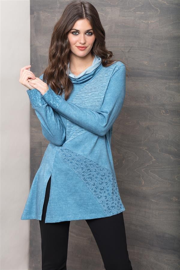 Maloka: Rose Petal Jacquard Asymmetrical Sweater Tunic