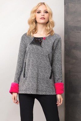 Maloka: Pink Candy Cotton Jacquard Faux Fur Cuffed Sweater/Jacket (3 Left!) Maloka: Pink Candy Cotton Jacquard Faux Fur Cuffed Sweater/Jacket (3 Left!)