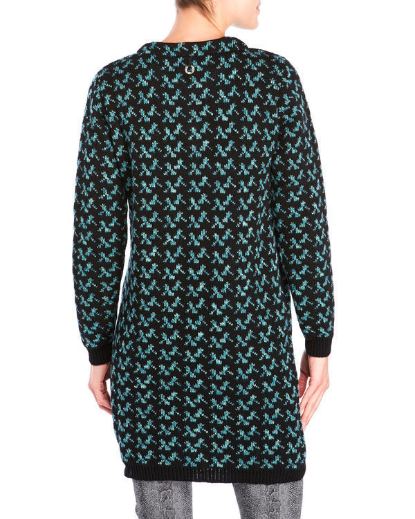 Save The Queen Italy: Blue Carnations Cable Wool Sweater Coat