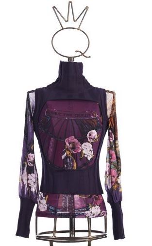 Save The Queen: Poudre Purple Rose Bodice Sweater Tunic (1 Left!) STQ_PURPLE_WOOL_N