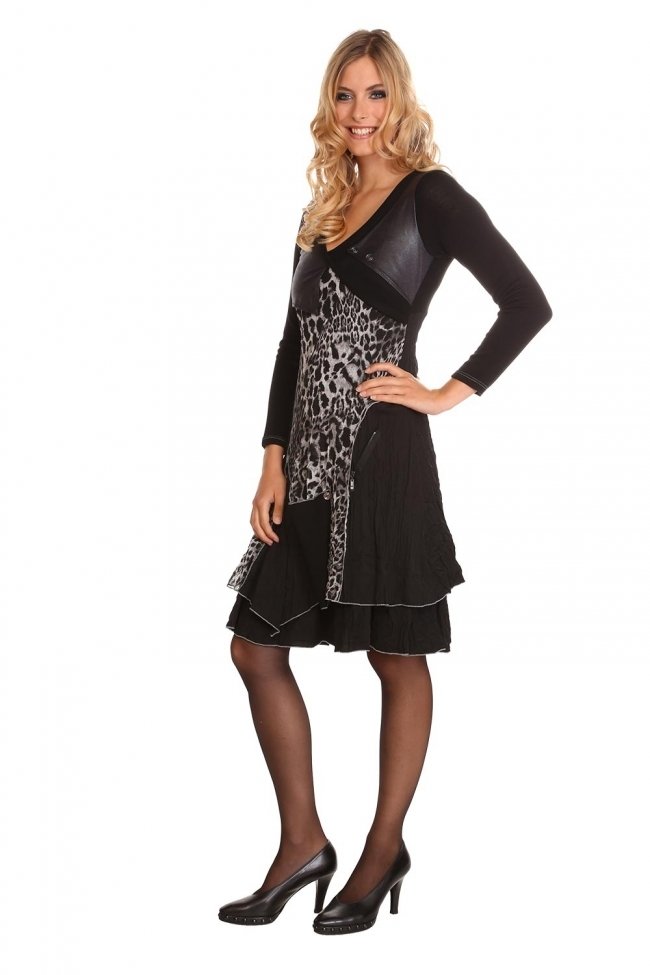 ME Paris: Little Grey Leopard & Leather Dress SOLD OUT