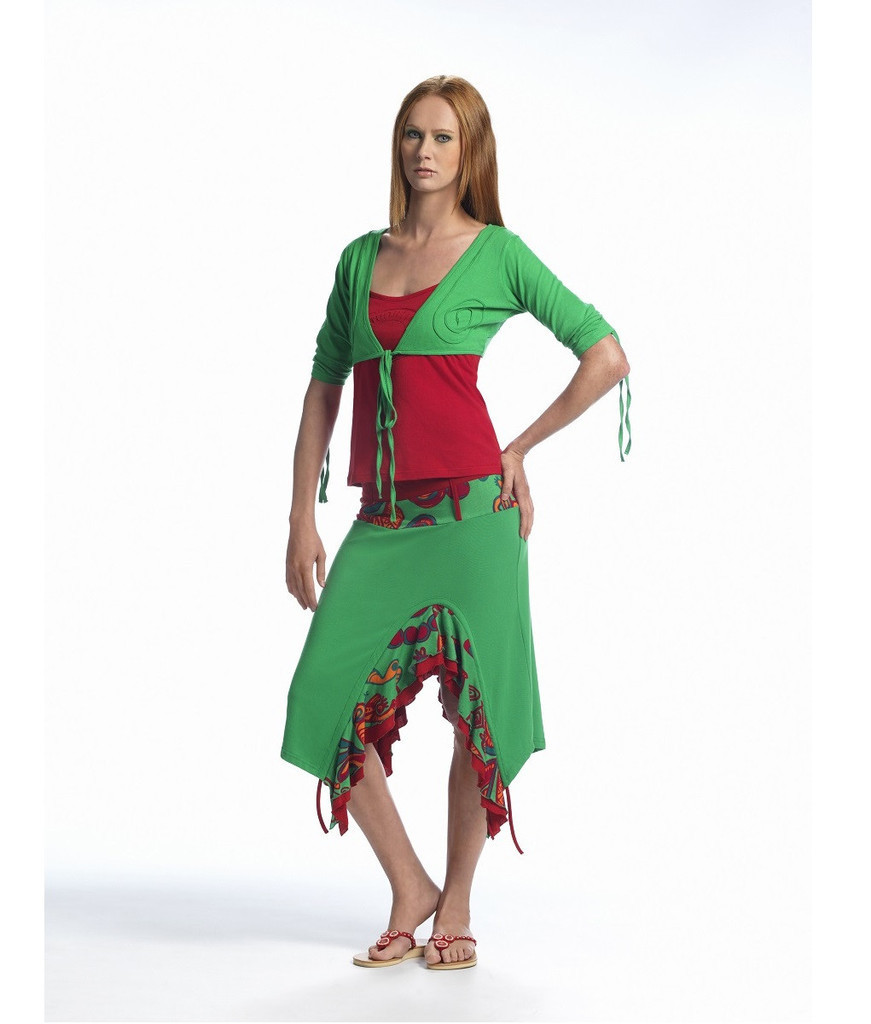 Coline USA: Blooming Green Asymmetrical Skirt