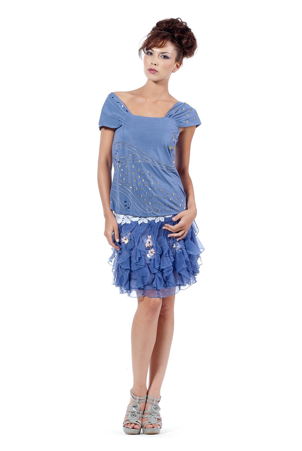 Les Fees Du Vent Solaia Cabernet Skirt (In Lilac &amp; Creme)