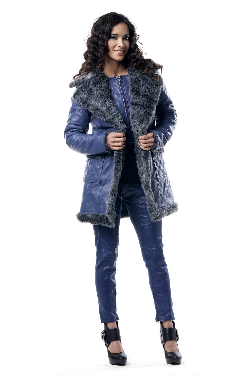 Les Fees Du Vent Couture: Crazy Sexy Genuine Leather Faux Fur Coat