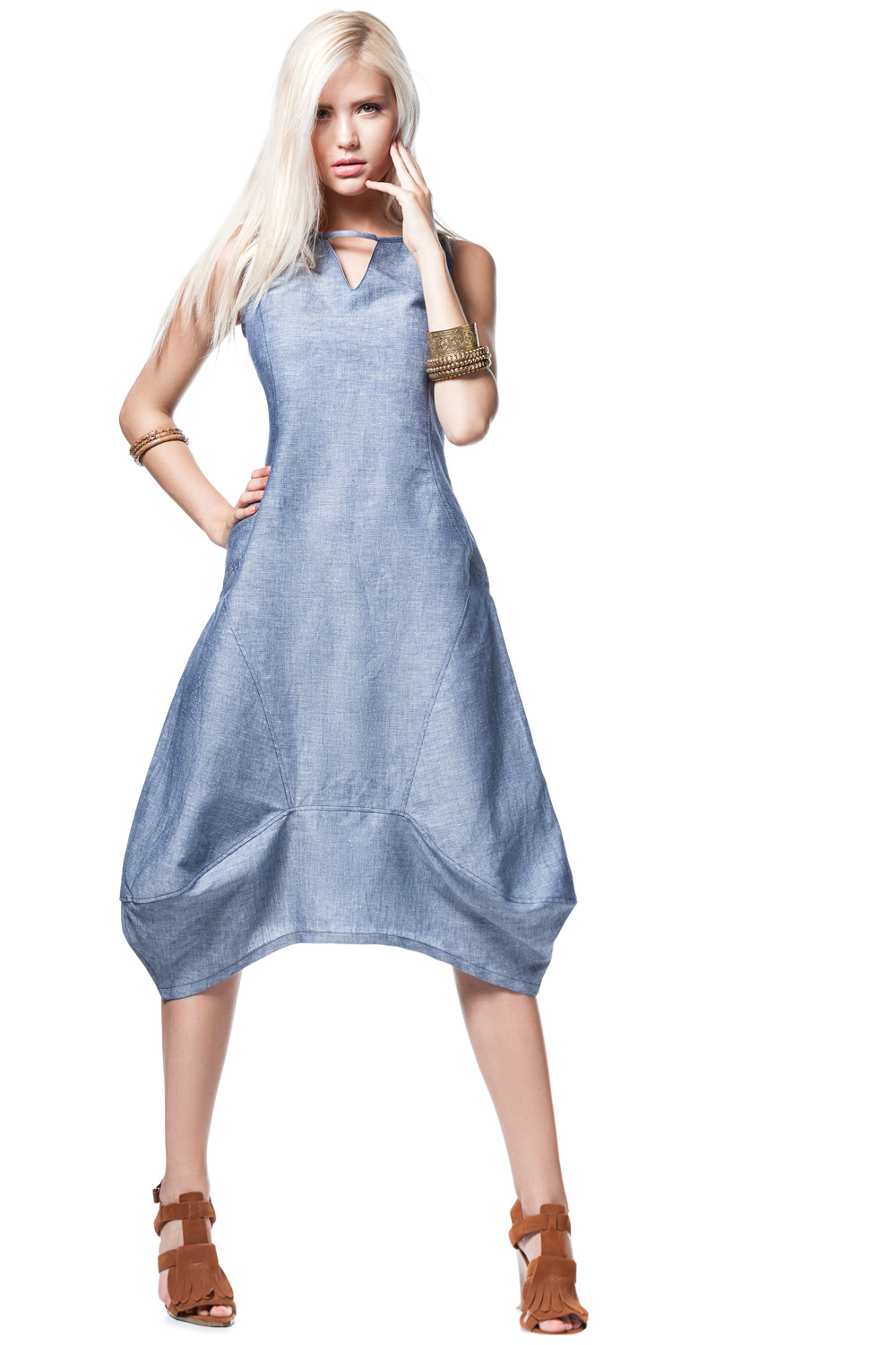 Maloka: Luxe Linen and Diamond Denim Tunic/Dress SOLD OUT