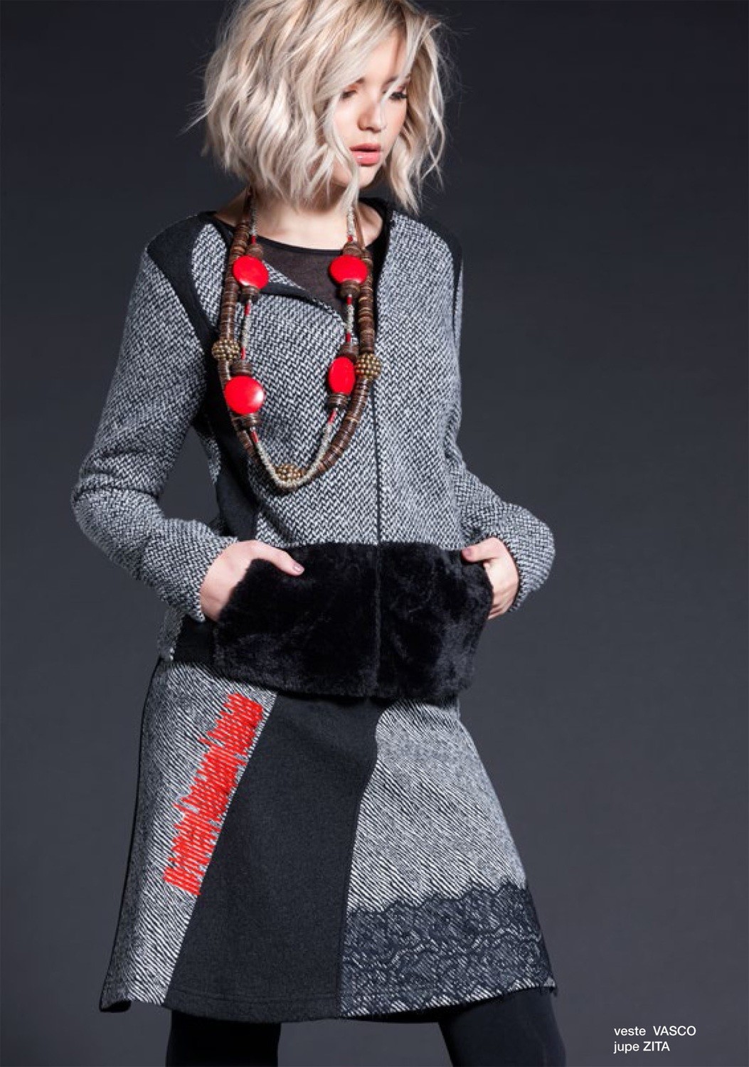 Maloka:  Sultry Jacquard Tweed Skirt (More Colors!)
