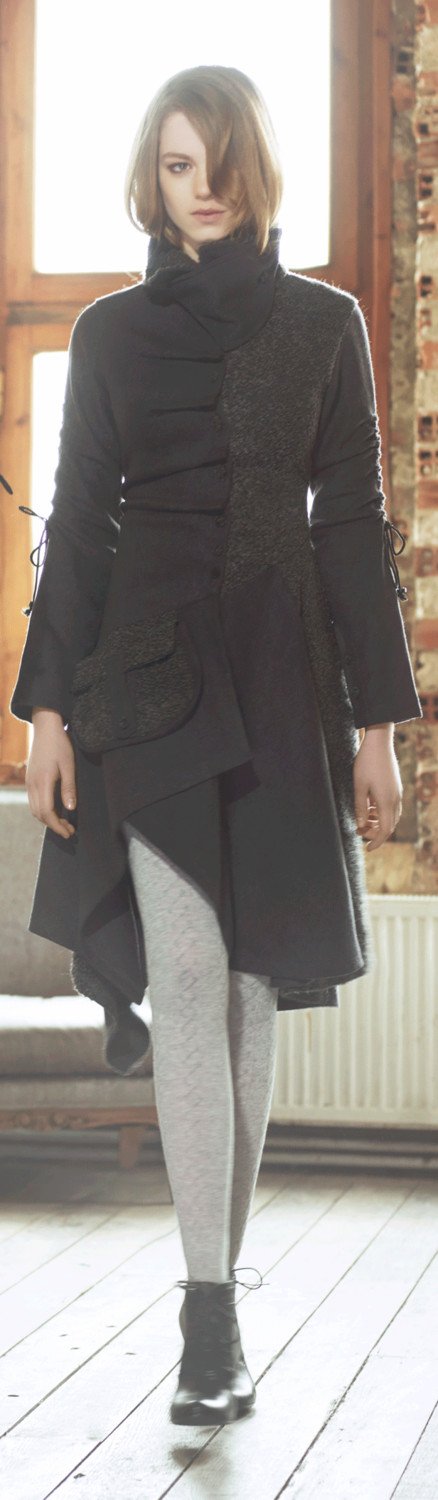 Angels Never Die Paris - Asymmetrical Pocket Coat in Two Shades of Grey SOLD OUT