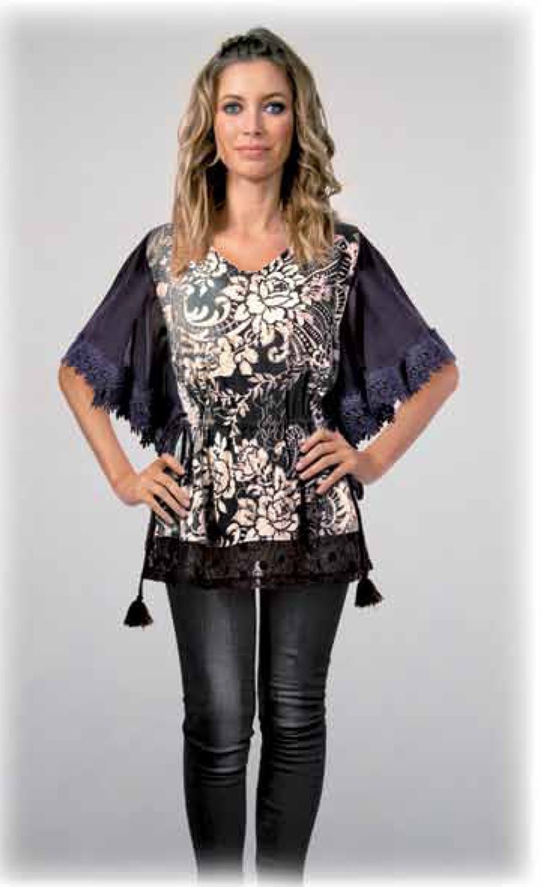 Savage Culture: Flower Reflection Tasseled Blouse/Tunic Candela