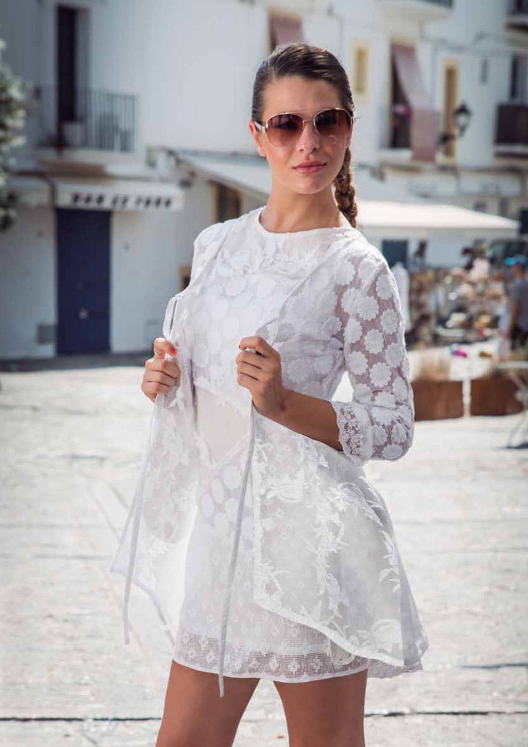 Savage Culture: White Daisy Julie Long Jacket/Cover Up