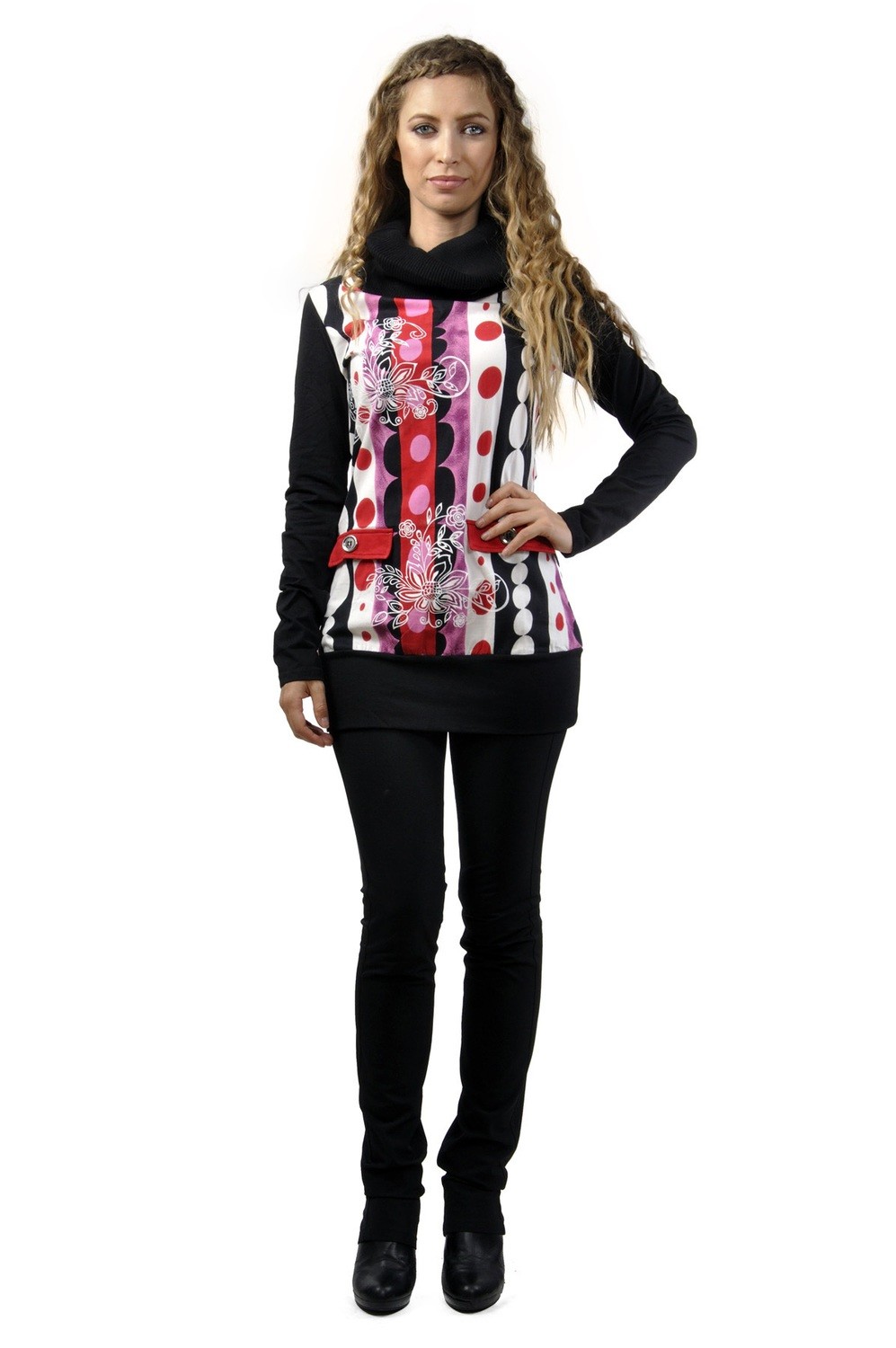 Savage Culture: Pink Red Bubbles Natacha Sweater Tunic