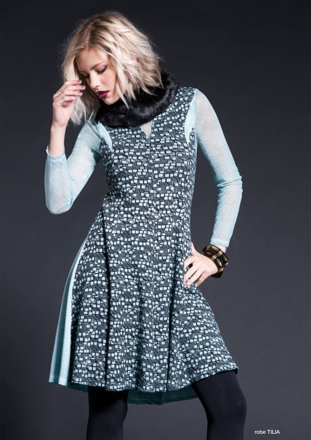 Maloka: Black Diamond Patched Dress
