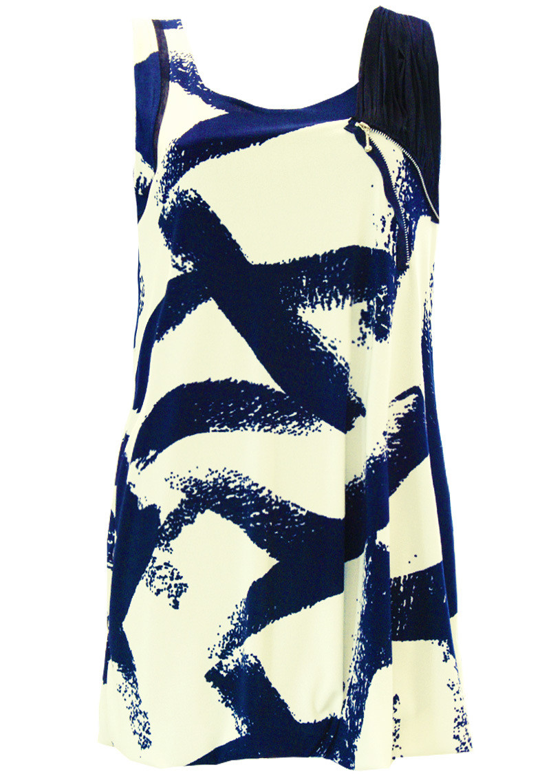 Double Jeu Paris: Sexy Blue Brush Strokes Mini Dress/Tunic SOLD OUT