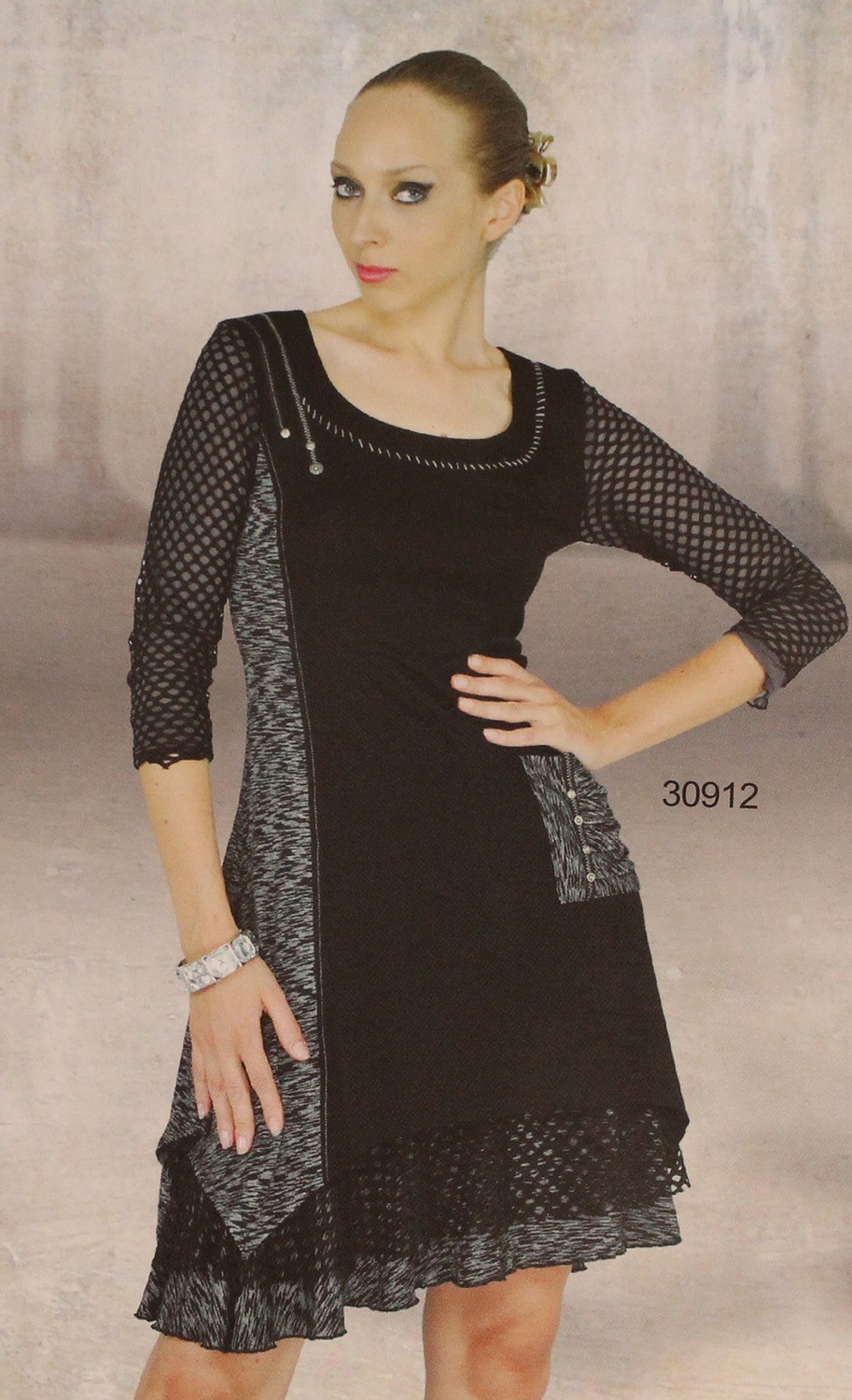 Dzhavael Couture: Smoking Grey Net Dress SOLD OUT