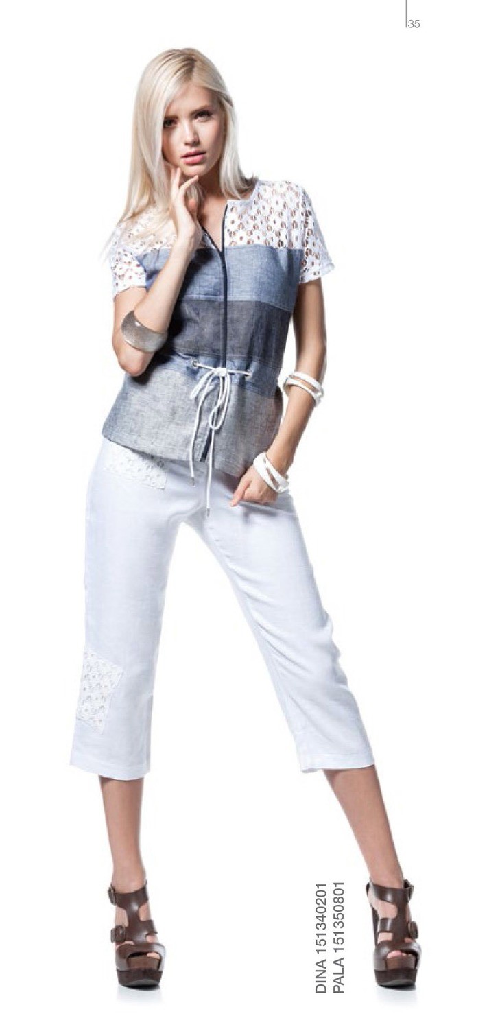 Maloka: Patchwork Of Linen Denim Zippered Jacket Dina