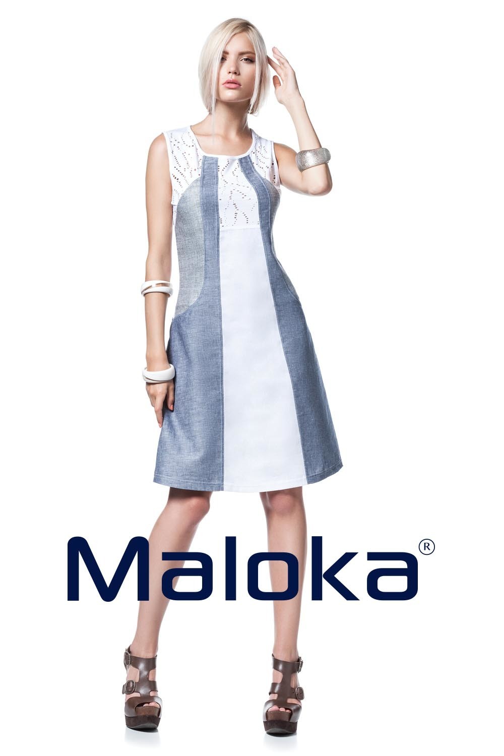 Maloka: Luxe Linen &amp; Diamond Denim Petal Dress SOLD OUT
