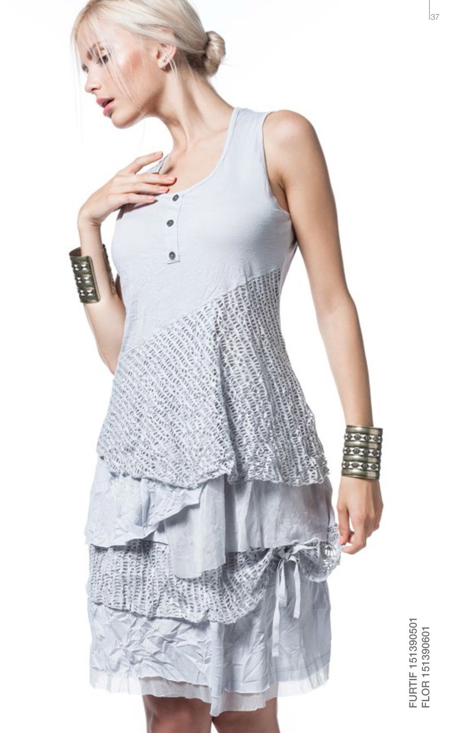 Maloka: Platinum Petals Crushed Cotton &amp; Sateen Skirt SOLD OUT