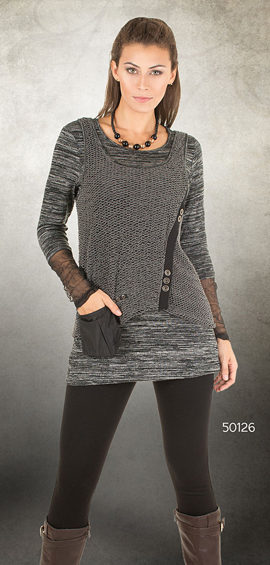 Dzhavael Couture: Knit &amp; Lace Pocket Tunic