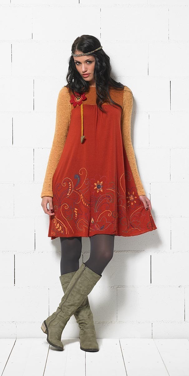 Coline Paris: Knitted Wool Dress (In Dark Choco With Cognac) SOLD OUT