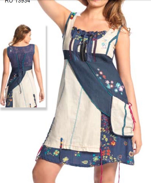 Coline USA: Creme Denim Double Sundress SOLD OUT