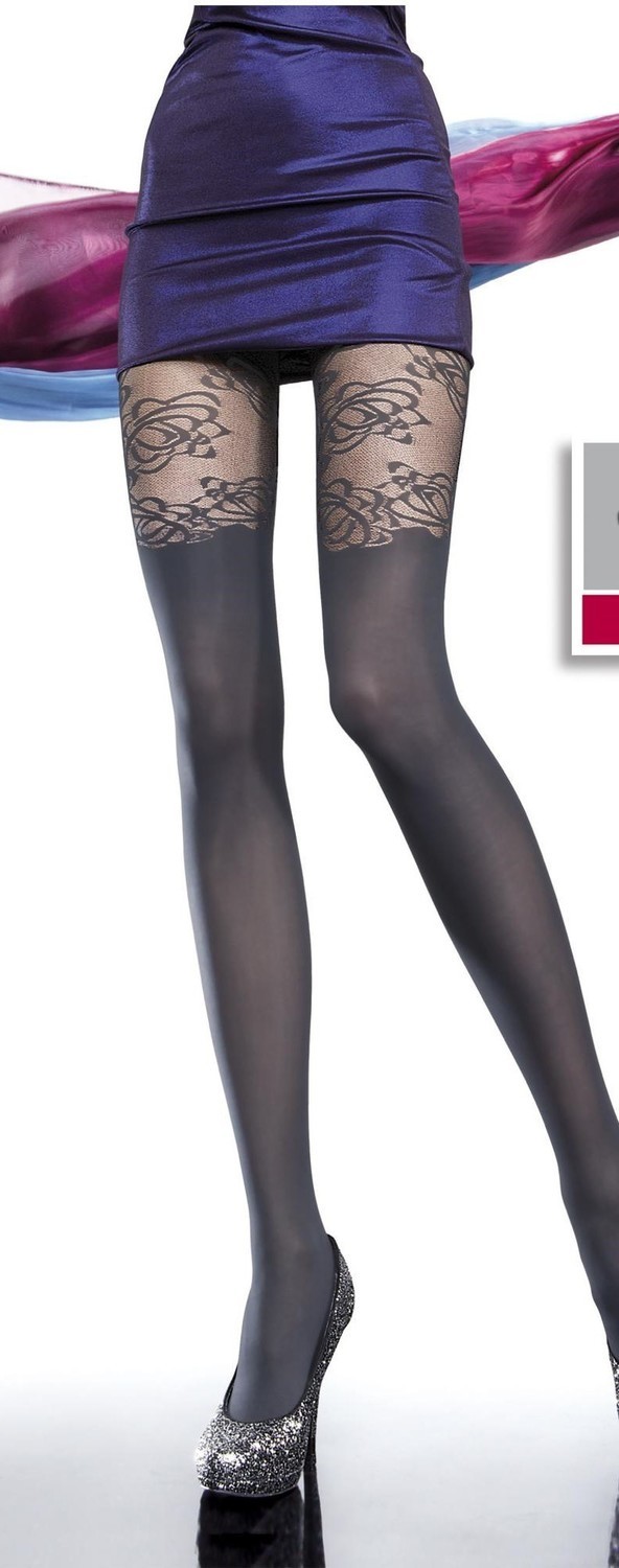 Fiore: Satin Gloss Rose Petals Patterned Tights SOLD OUT