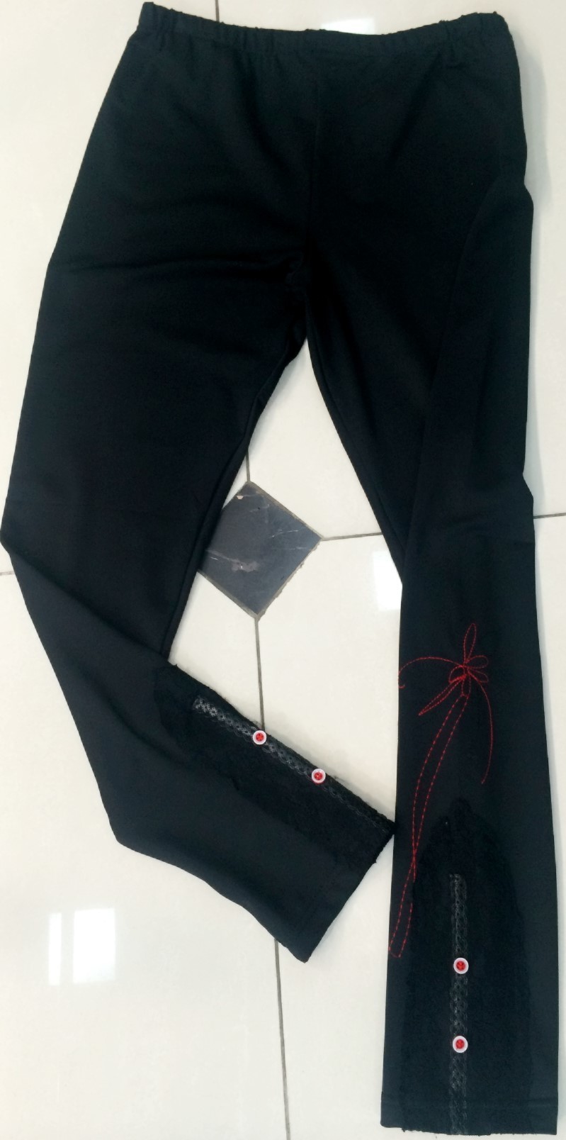 L33 Paris: Button & Lace Velvet Lined Legging (3 Left!)