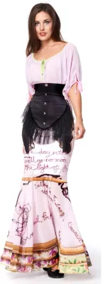 IPNG: Sexy Peasant Corset Illusion Long Ruffled Skirt