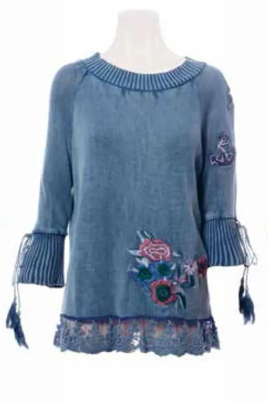 Savage Culture: Denim Roses Of Capri Cotton Tunic (1 Left!)