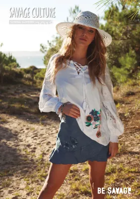 Savage Culture: Blue Daisy Asymmetrical Skirt Capri