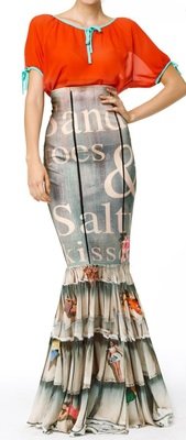 IPNG: Beach Babes Denim Ruffles Illusion Mermaid Gown Skirt