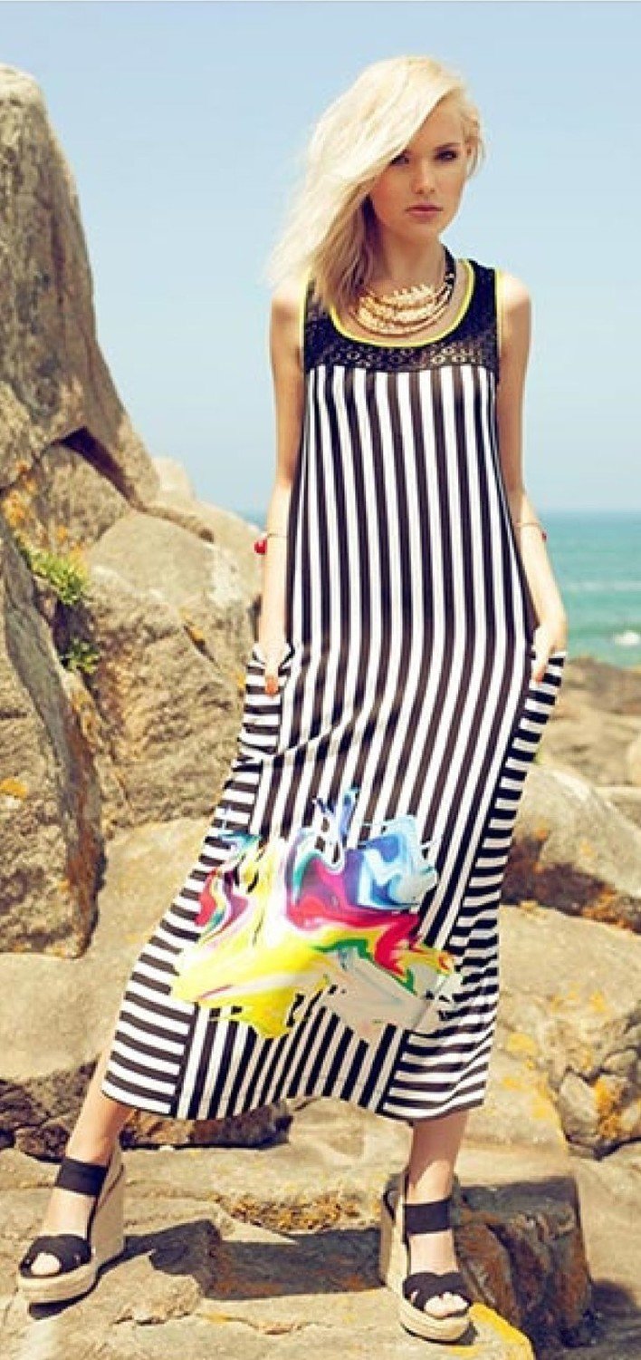 Maloka: Splash Colorblock Pocket Maxi Dress