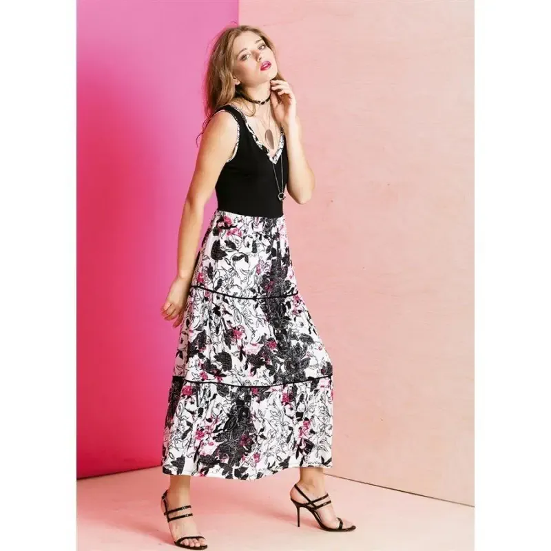 Maloka: Hot Pink Fantasy Colorblock Maxi Dress (1 Left!)