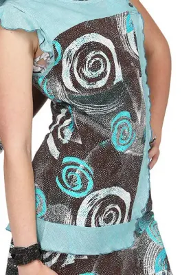 S'Quise Paris: Rosette Ruffles Crinkled Hem Long Tunic