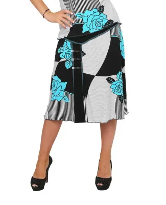 S'Quise Paris: Blue Rose Crinkled Hem Midi Skirt