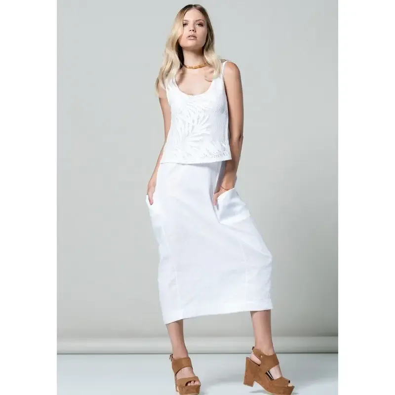 Maloka: Fiji Leaf Bodice Midi Linen Sundress (Many Colors!)